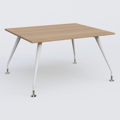 [Pas de famille] - [Pas de sous famille] - K5 plan droit 140*120 cm. Plateau Noyer et pietement Blanc avec base chromé.