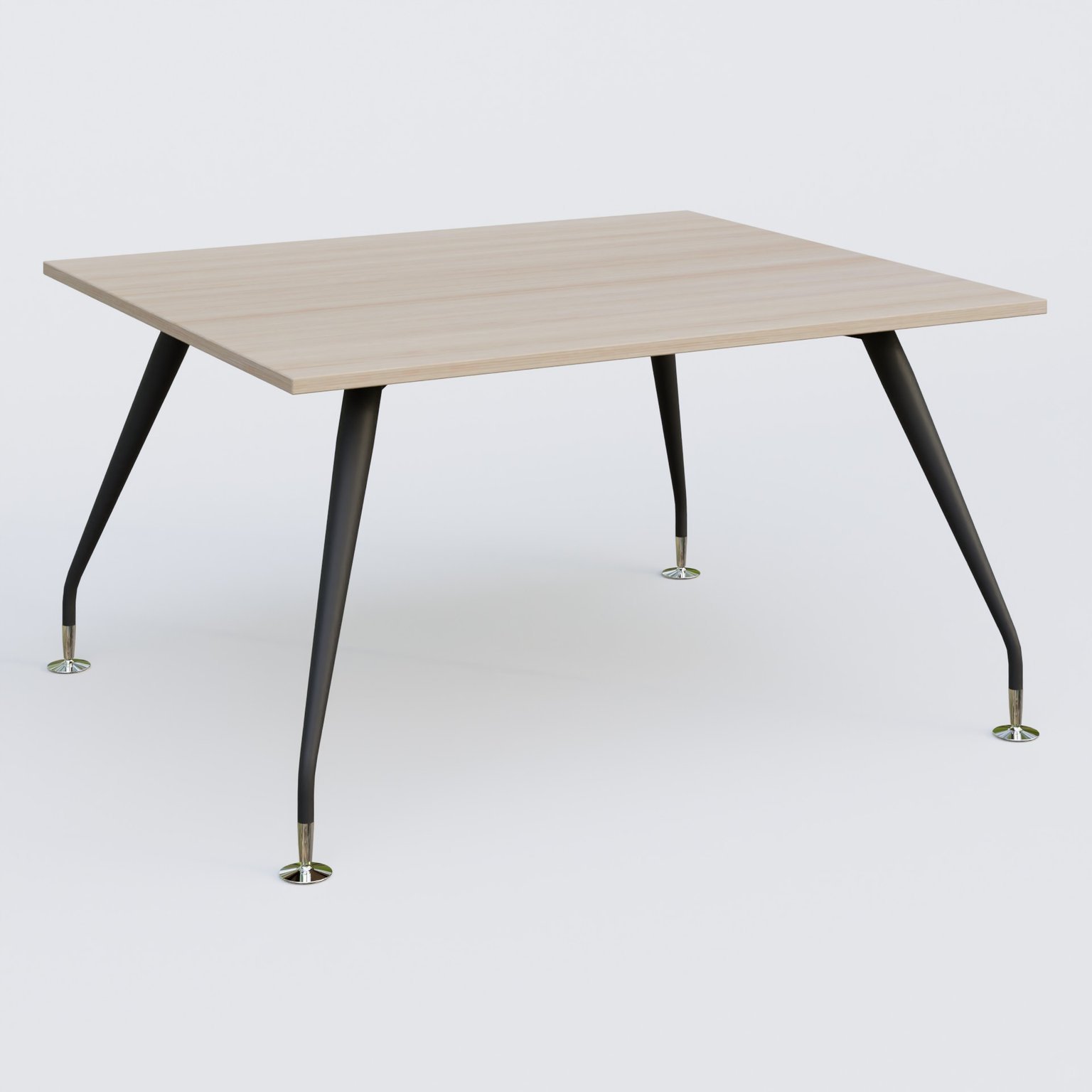 K5 plan droit 140*120 cm. Plateau Acacia et pietement Noir Mat avec base chromé.