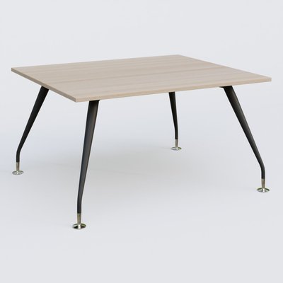 [Pas de famille] - [Pas de sous famille] - K5 plan droit 140*120 cm. Plateau Acacia et pietement Noir Mat avec base chromé.
