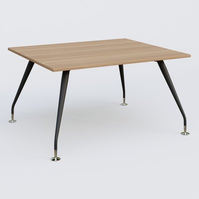 [Pas de famille] - [Pas de sous famille] - K5 plan droit 140*120 cm. Plateau Noyer et pietement Noir Mat avec base chromé.