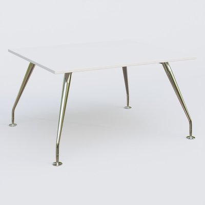 [Pas de famille] - [Pas de sous famille] - K5 plan droit 140*120 cm. Plateau Blanc et pietement Chrome avec base chromé.