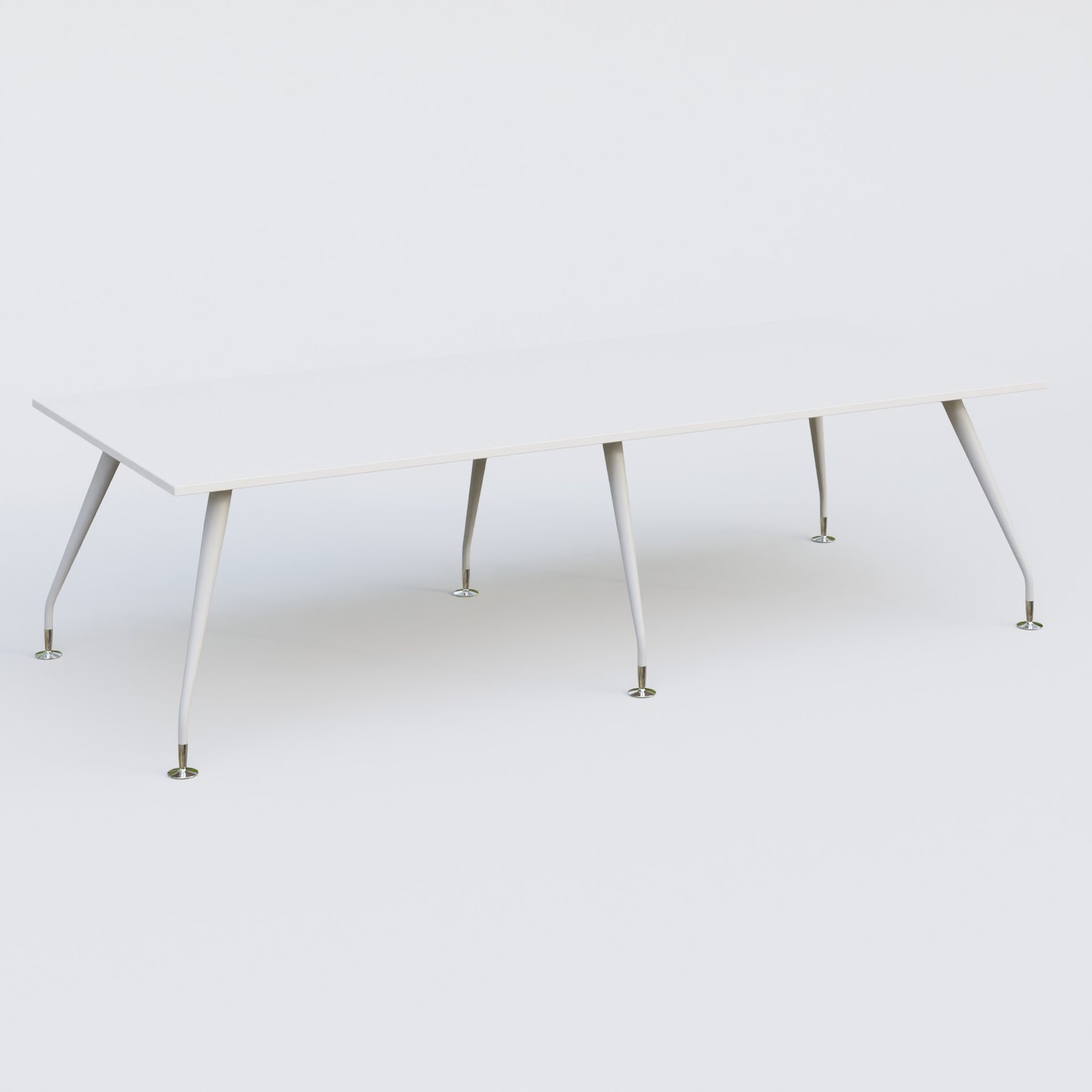 K5 table bench 280*120 cm. Plateau Blanc et pietement Blanc avec base chromé.