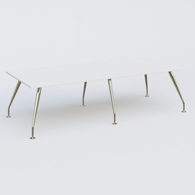 [Pas de famille] - [Pas de sous famille] - K5 table bench 280*120 cm. Plateau Blanc et pietement Chrome avec base chromé.