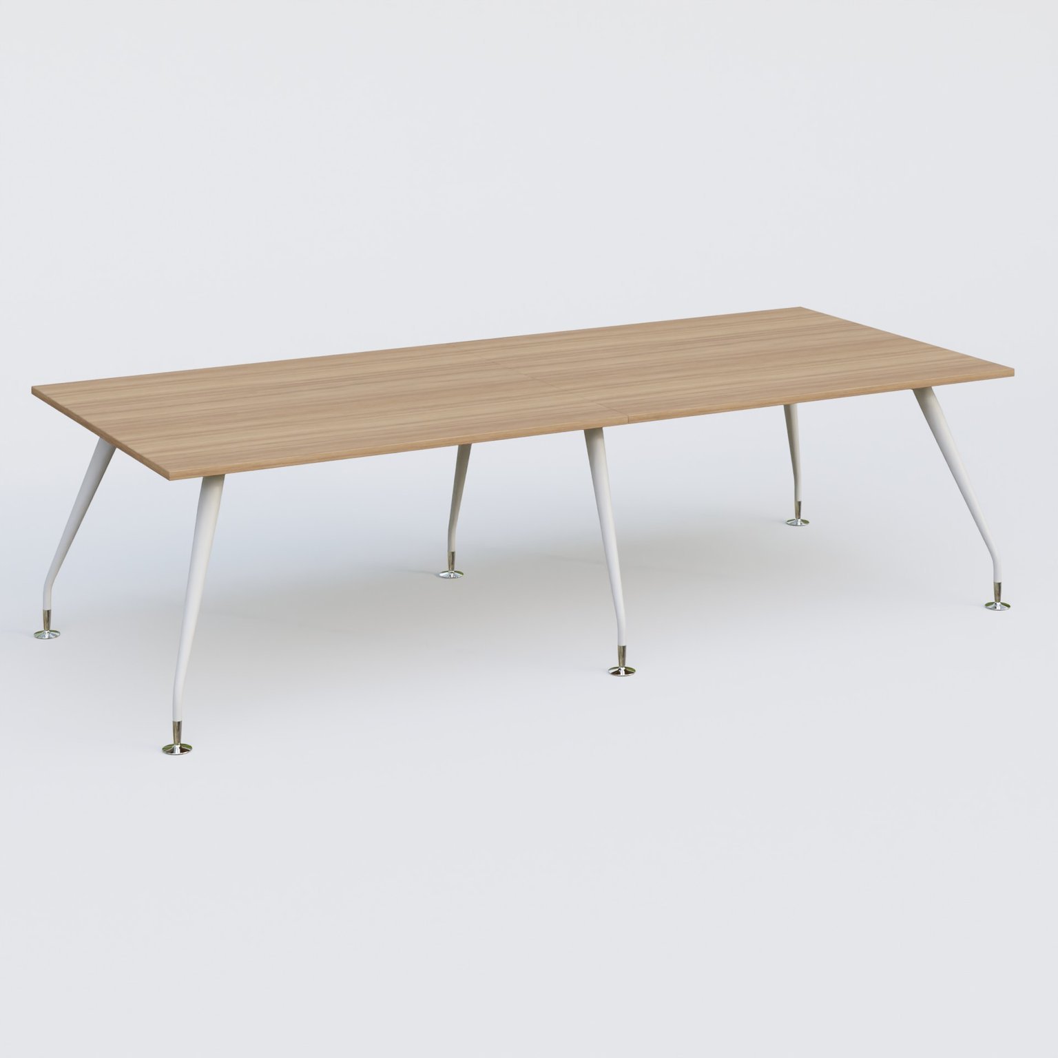 K5 table bench 280*120 cm. Plateau Noyer et pietement Blanc avec base chromé.
