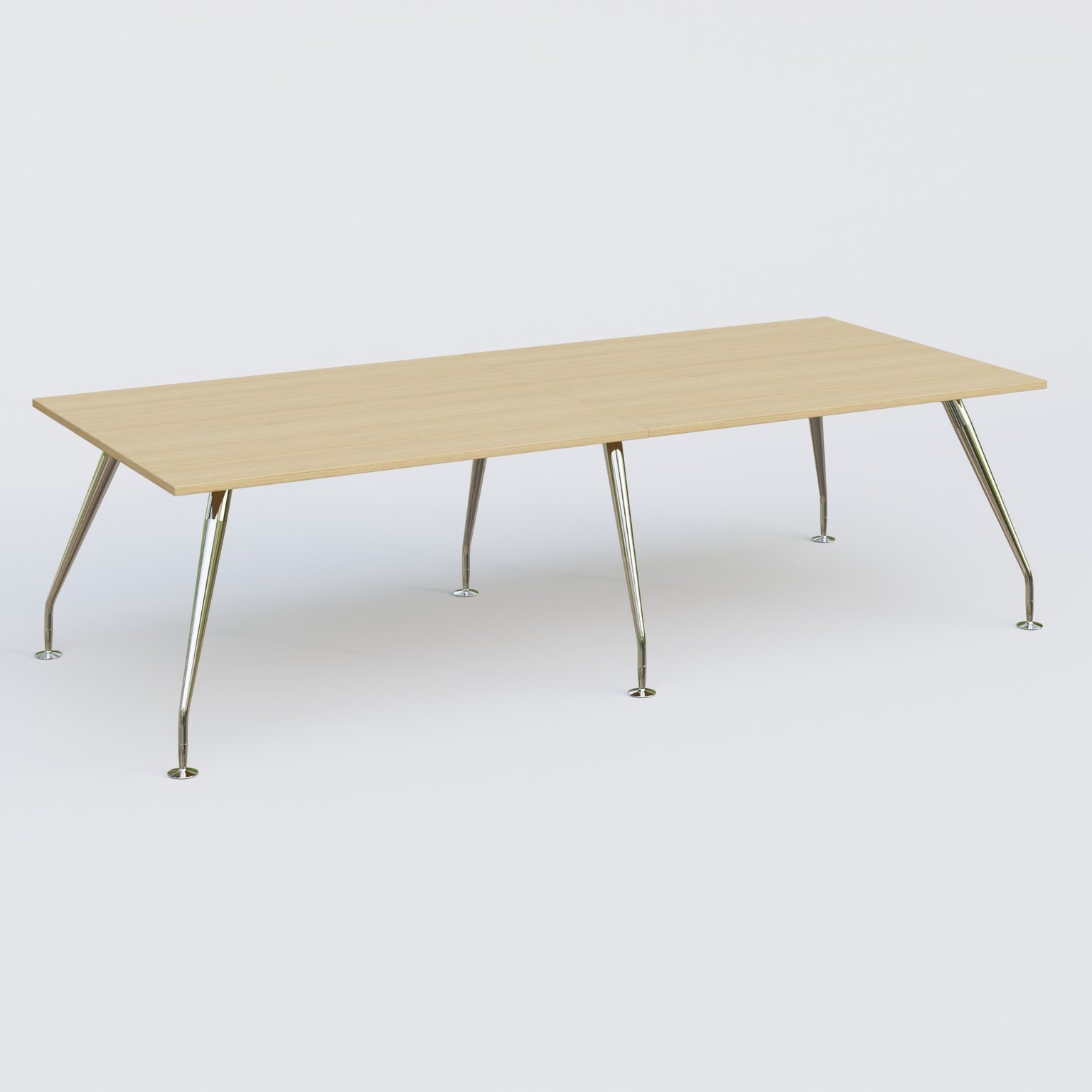 K5 table bench 280*120 cm. Plateau Chêne clair et pietement Chrome avec base chromé.