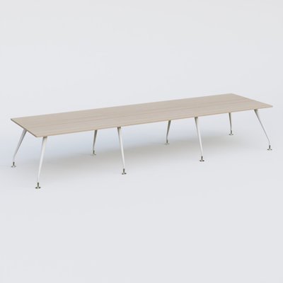 [Pas de famille] - [Pas de sous famille] - K5 table bench 420*120 cm. Plateau Acacia et pietement Blanc avec base chromé.