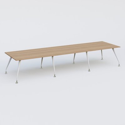 [Pas de famille] - [Pas de sous famille] - K5 table bench 420*120 cm. Plateau Noyer et pietement Blanc avec base chromé.