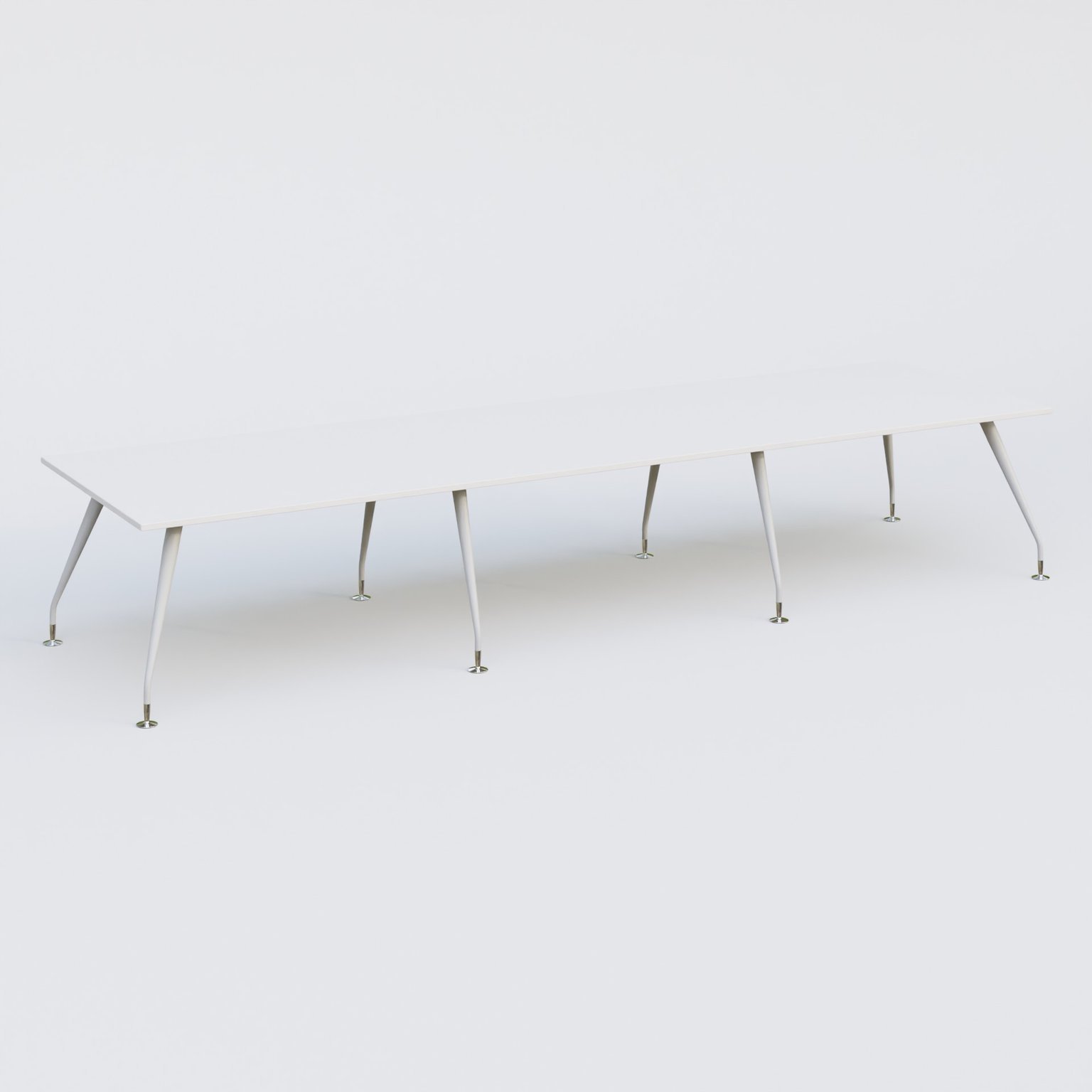 K5 table bench 420*120 cm. Plateau Blanc et pietement Blanc avec base chromé.