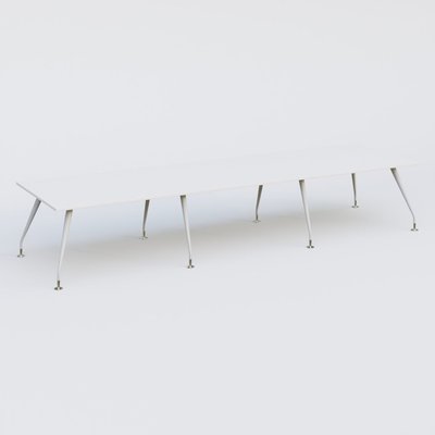 [Pas de famille] - [Pas de sous famille] - K5 table bench 420*120 cm. Plateau Blanc et pietement Blanc avec base chromé.
