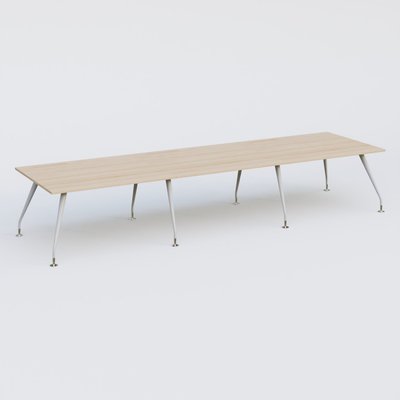 [Pas de famille] - [Pas de sous famille] - K5 table bench 420*120 cm. Plateau Hêtre et pietement Blanc avec base chromé.