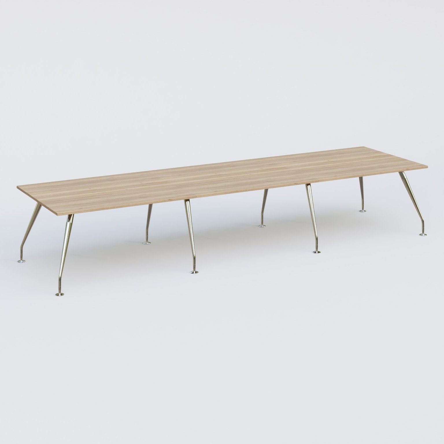 K5 table bench 420*120 cm. Plateau Chêne naturel et pietement Chrome avec base chromé.