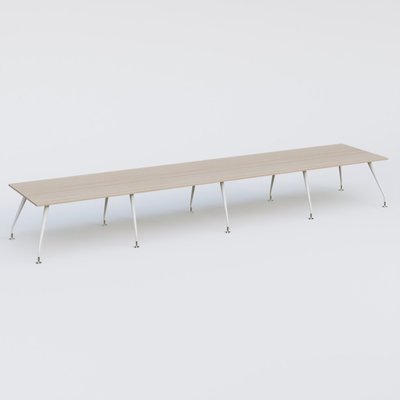 [Pas de famille] - [Pas de sous famille] - K5 table bench 560*120 cm. Plateau Acacia et pietement Blanc avec base chromé.