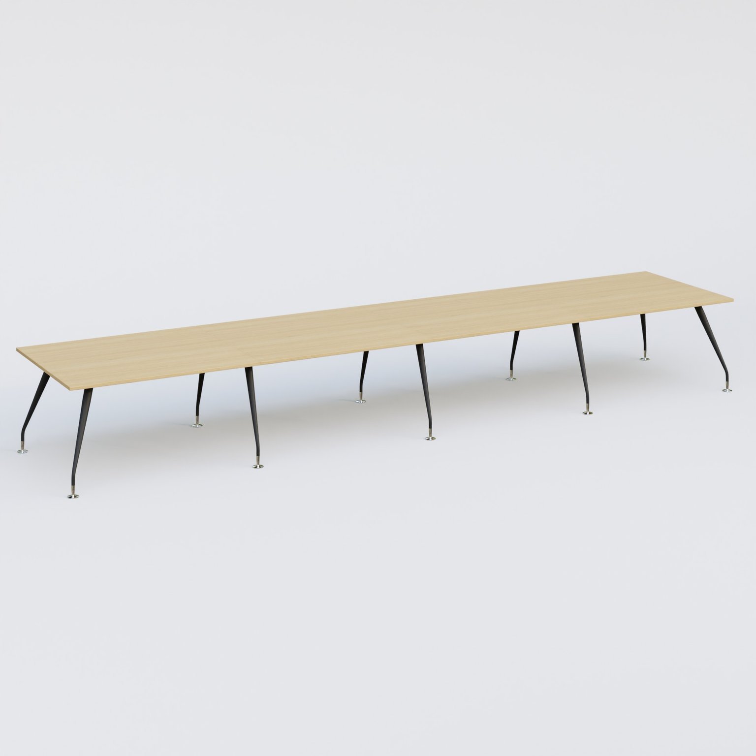 K5 table bench 560*120 cm. Plateau Chêne clair et pietement Noir Mat avec base chromé.