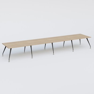 [Pas de famille] - [Pas de sous famille] - K5 table bench 560*120 cm. Plateau Chêne naturel et pietement Noir Mat avec base chromé.