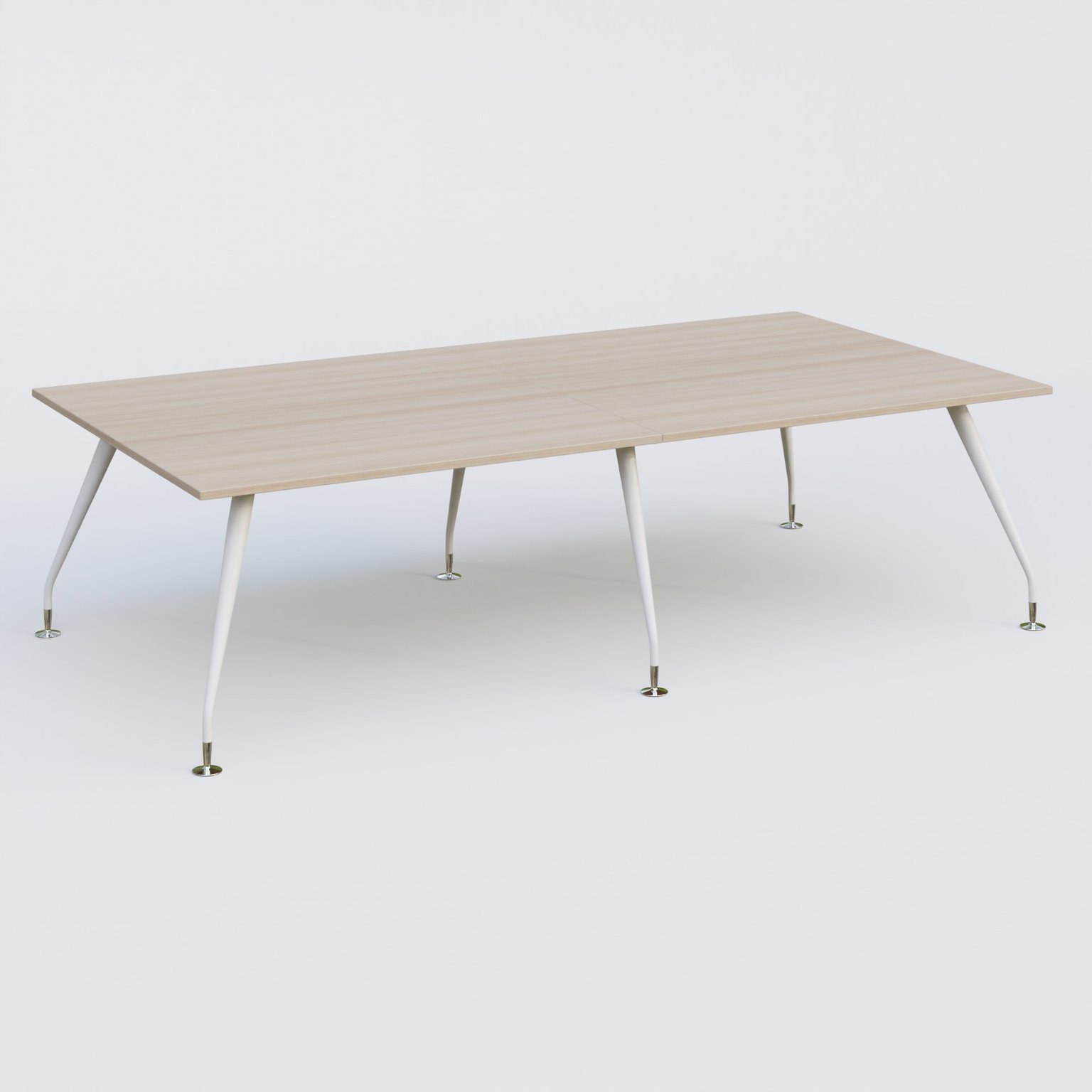 K5 table bench 280*145 cm. Plateau Acacia et pietement Blanc avec base chromé.