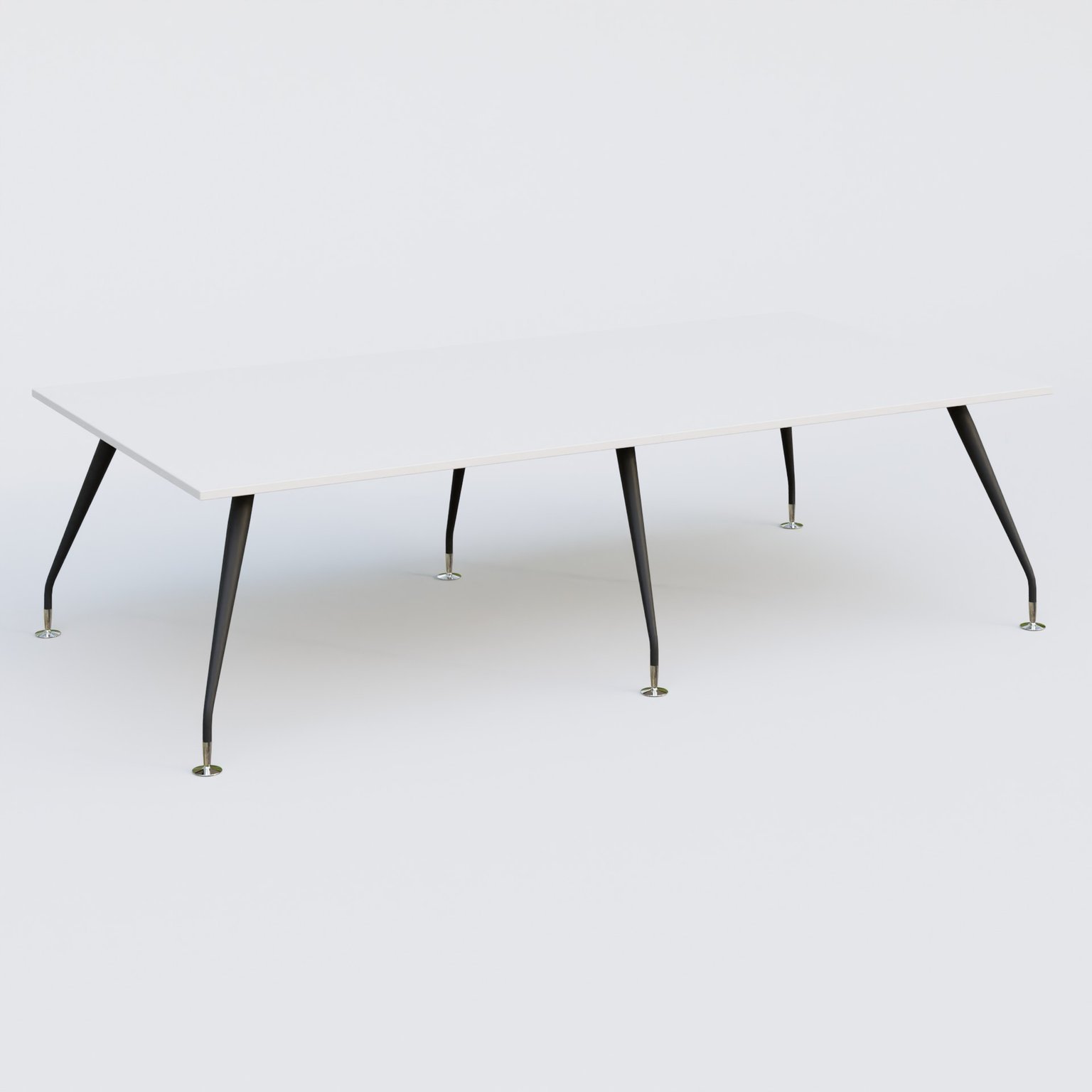 K5 table bench 280*145 cm. Plateau Blanc et pietement Noir Mat avec base chromé.
