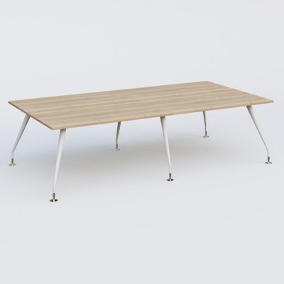 [Pas de famille] - [Pas de sous famille] - K5 table bench 280*145 cm. Plateau Chêne naturel et pietement Blanc avec base chromé.