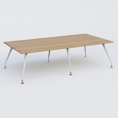 [Pas de famille] - [Pas de sous famille] - K5 table bench 280*145 cm. Plateau Noyer et pietement Blanc avec base chromé.