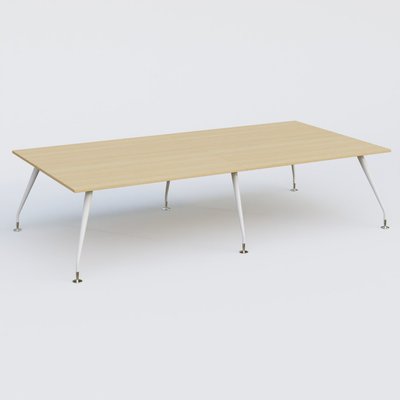 [Pas de famille] - [Pas de sous famille] - K5 table bench 320*165 cm. Plateau Chêne clair et pietement Blanc avec base chromé.