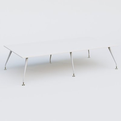 [Pas de famille] - [Pas de sous famille] - K5 table bench 320*165 cm. Plateau Blanc et pietement Blanc avec base chromé.
