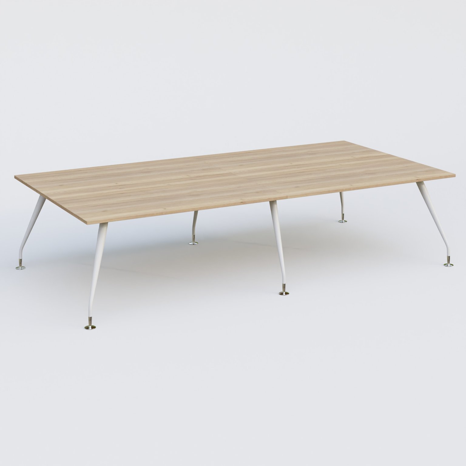 K5 table bench 320*165 cm. Plateau Chêne naturel et pietement Blanc avec base chromé.