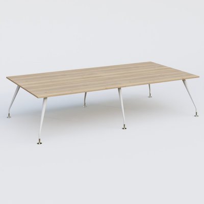 [Pas de famille] - [Pas de sous famille] - K5 table bench 320*165 cm. Plateau Chêne naturel et pietement Blanc avec base chromé.
