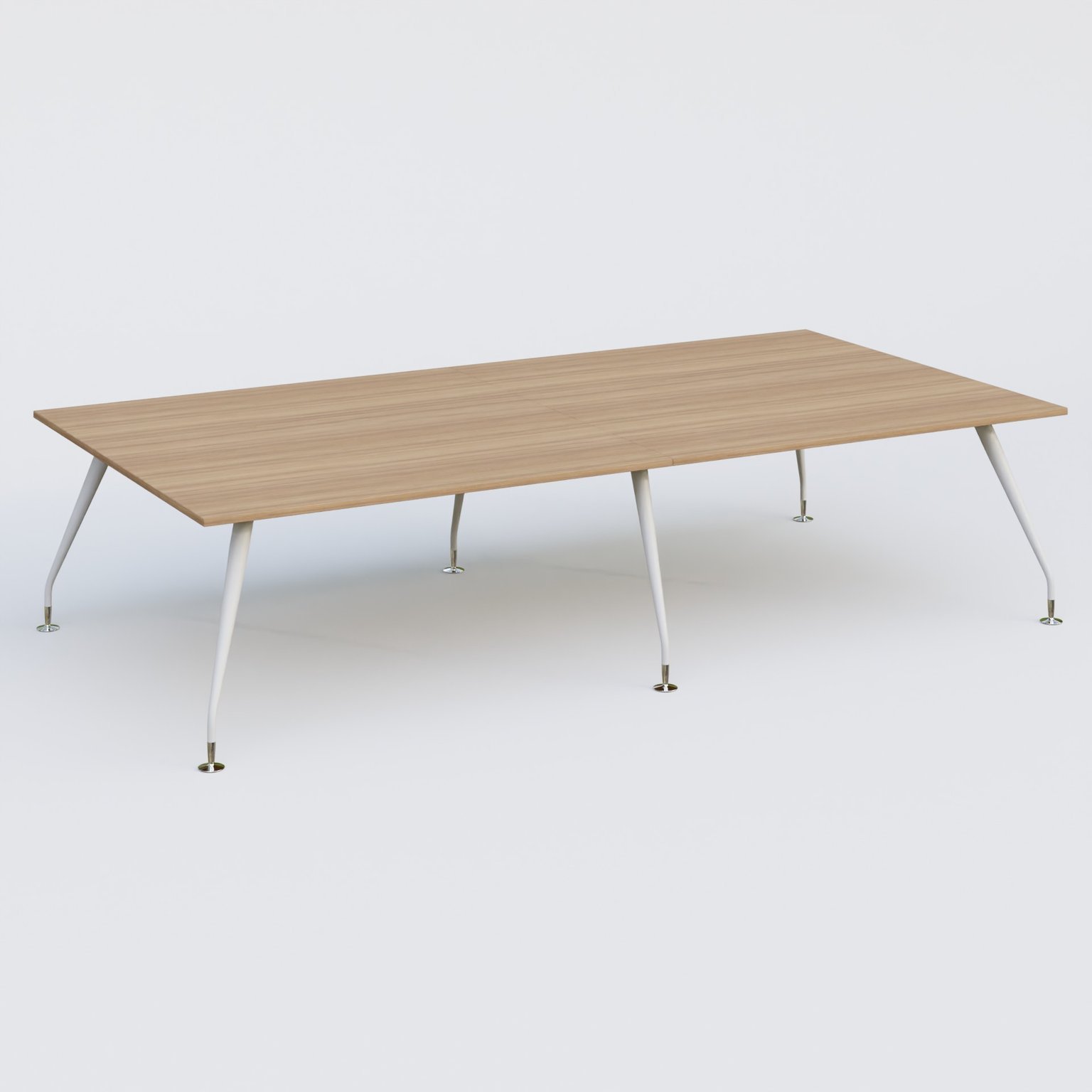 K5 table bench 320*165 cm. Plateau Noyer et pietement Blanc avec base chromé.