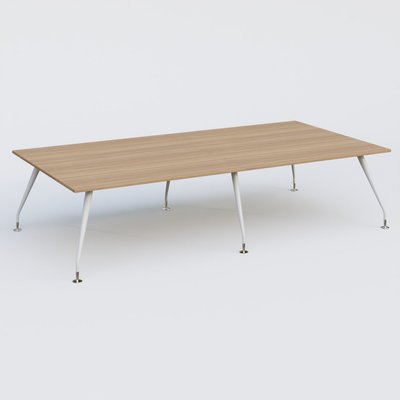 [Pas de famille] - [Pas de sous famille] - K5 table bench 320*165 cm. Plateau Noyer et pietement Blanc avec base chromé.