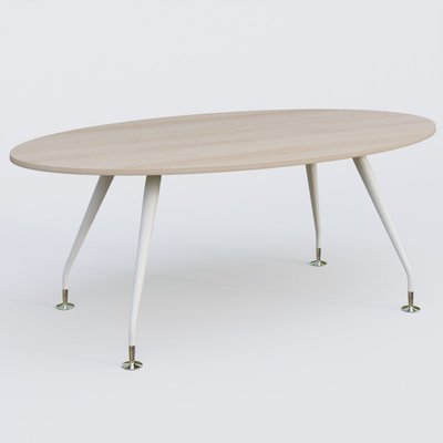 [Pas de famille] - [Pas de sous famille] - K5 table ovale 200*110 cm. Plateau Acacia et pietement Blanc avec base chromé.