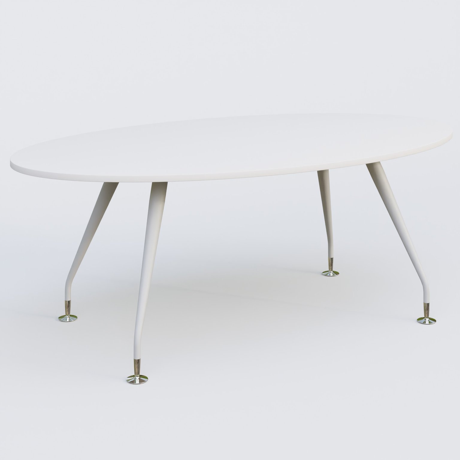 K5 table ovale 200*110 cm. Plateau Blanc et pietement Blanc avec base chromé.