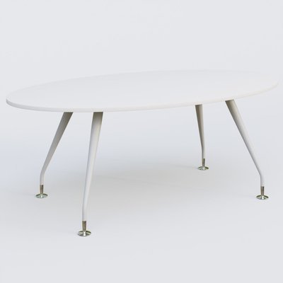 [Pas de famille] - [Pas de sous famille] - K5 table ovale 200*110 cm. Plateau Blanc et pietement Blanc avec base chromé.