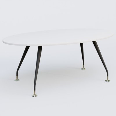 [Pas de famille] - [Pas de sous famille] - K5 table ovale 200*110 cm. Plateau Blanc et pietement Noir Mat avec base chromé.