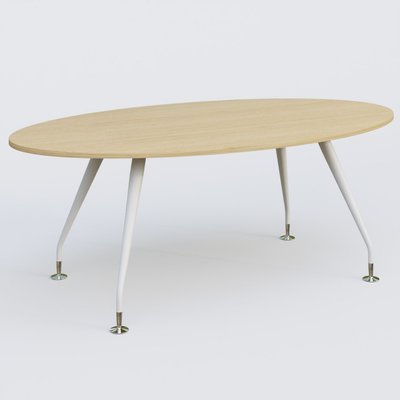 [Pas de famille] - [Pas de sous famille] - K5 table ovale 200*110 cm. Plateau Chêne clair et pietement Blanc avec base chromé.