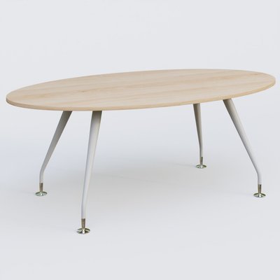 [Pas de famille] - [Pas de sous famille] - K5 table ovale 200*110 cm. Plateau Hêtre et pietement Blanc avec base chromé.