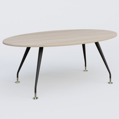 [Pas de famille] - [Pas de sous famille] - K5 table ovale 200*110 cm. Plateau Acacia et pietement Noir Mat avec base chromé.