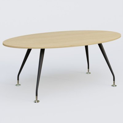 [Pas de famille] - [Pas de sous famille] - K5 table ovale 200*110 cm. Plateau Chêne clair et pietement Noir Mat avec base chromé.