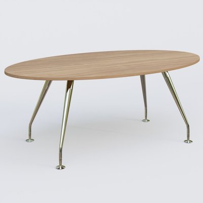 [Pas de famille] - [Pas de sous famille] - K5 table ovale 200*110 cm. Plateau Noyer et pietement Chrome avec base chromé.