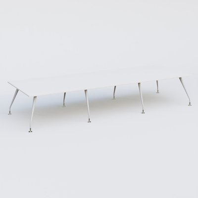 [Pas de famille] - [Pas de sous famille] - K5 table de reunion 420*145 cm. Plateau Blanc et pietement Blanc avec base chromé.