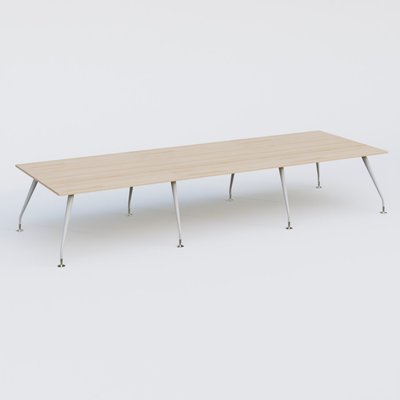 [Pas de famille] - [Pas de sous famille] - K5 table de reunion 420*145 cm. Plateau Hêtre et pietement Blanc avec base chromé.