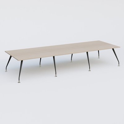 [Pas de famille] - [Pas de sous famille] - K5 table de reunion 420*145 cm. Plateau Acacia et pietement Noir Mat avec base chromé.