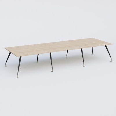 [Pas de famille] - [Pas de sous famille] - K5 table de reunion 420*145 cm. Plateau Hêtre et pietement Noir Mat avec base chromé.