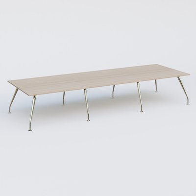 [Pas de famille] - [Pas de sous famille] - K5 table de reunion 420*145 cm. Plateau Acacia et pietement Chrome avec base chromé.
