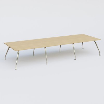 [Pas de famille] - [Pas de sous famille] - K5 table de reunion 420*145 cm. Plateau Chêne clair et pietement Chrome avec base chromé.