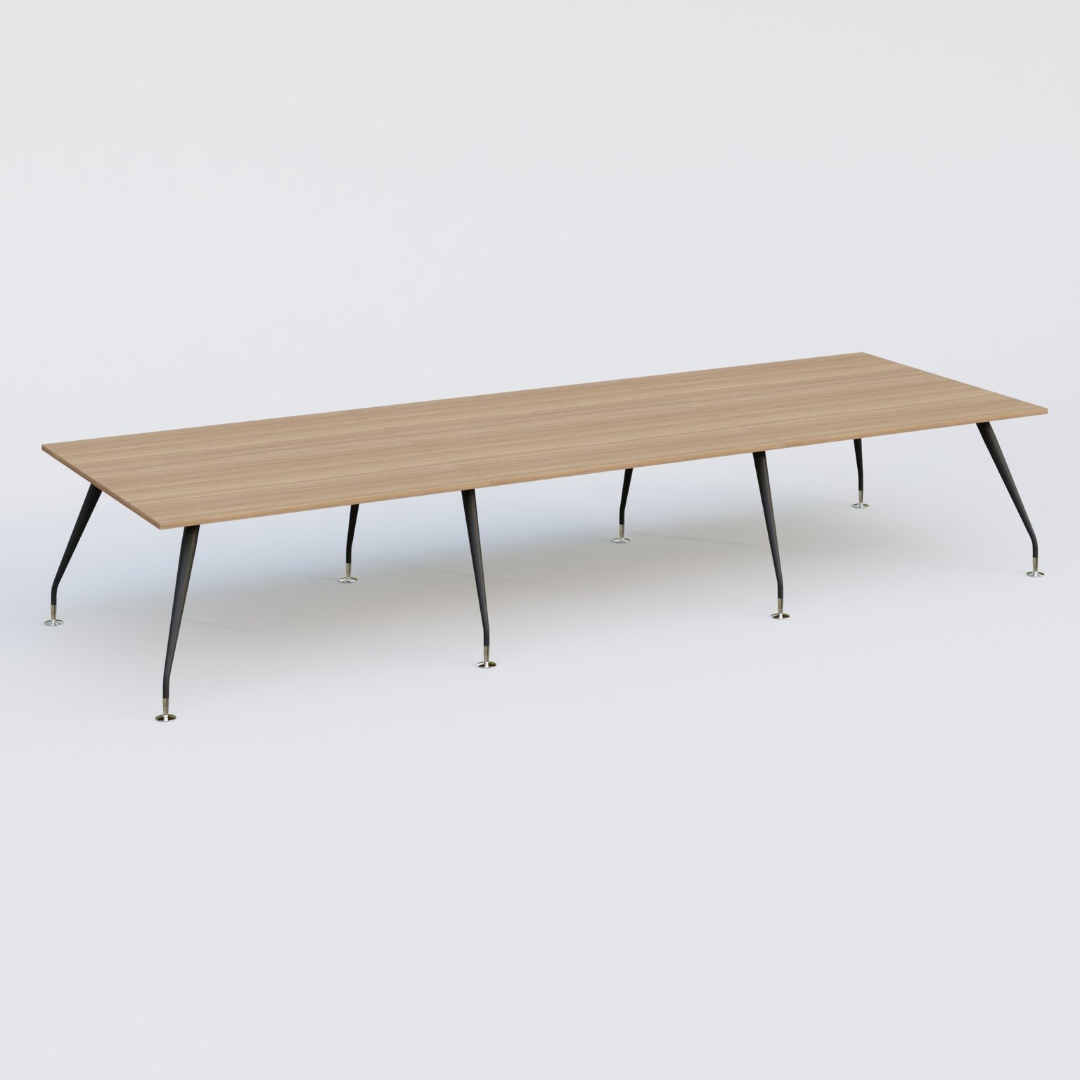 K5 table de reunion 420*145 cm. Plateau Noyer et pietement Noir Mat avec base chromé.