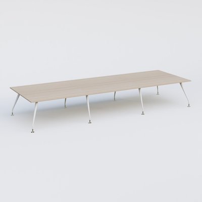 [Pas de famille] - [Pas de sous famille] - K5 table de reunion 480*165 cm. Plateau Acacia et pietement Blanc avec base chromé.