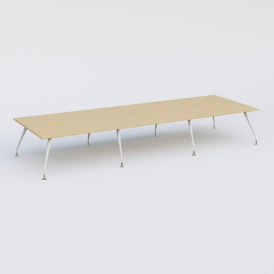 [Pas de famille] - [Pas de sous famille] - K5 table de reunion 480*165 cm. Plateau Chêne clair et pietement Blanc avec base chromé.