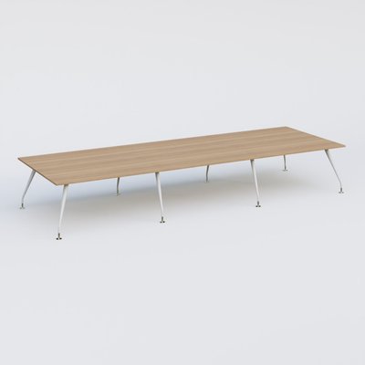 [Pas de famille] - [Pas de sous famille] - K5 table de reunion 480*165 cm. Plateau Noyer et pietement Blanc avec base chromé.