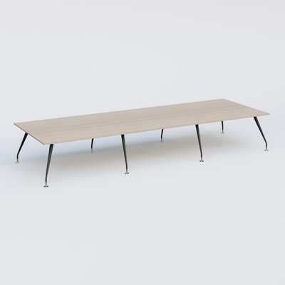 [Pas de famille] - [Pas de sous famille] - K5 table de reunion 480*165 cm. Plateau Acacia et pietement Noir Mat avec base chromé.