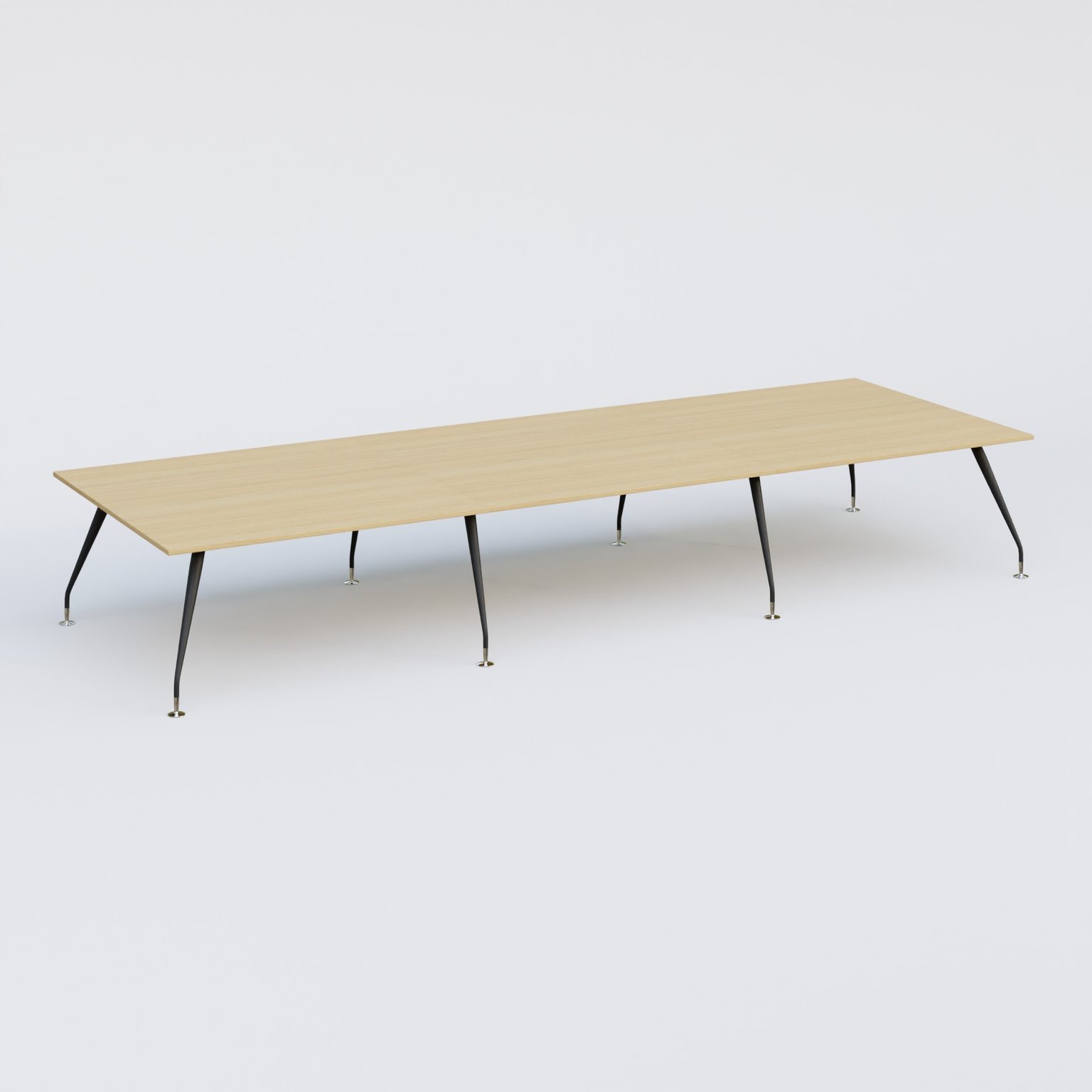 K5 table de reunion 480*165 cm. Plateau Chêne clair et pietement Noir Mat avec base chromé.
