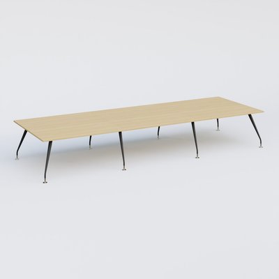 [Pas de famille] - [Pas de sous famille] - K5 table de reunion 480*165 cm. Plateau Chêne clair et pietement Noir Mat avec base chromé.